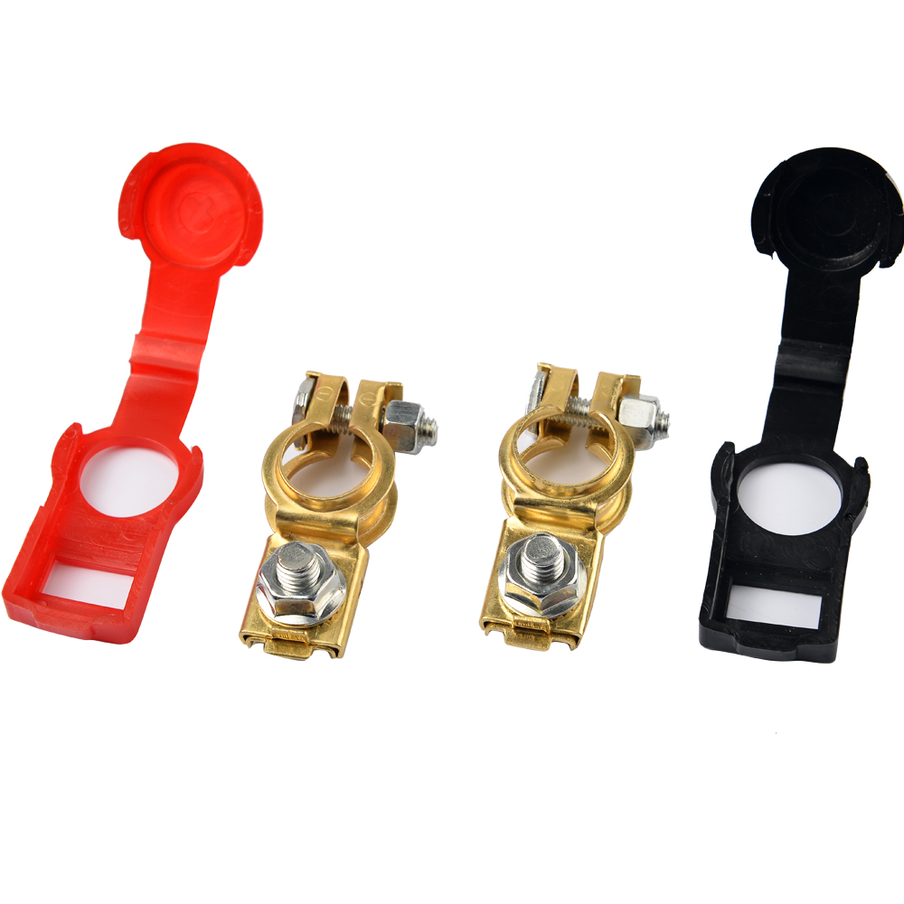 2 ชิ้น ขั้วแบตเตอรี่ ทรงวีโก้พร้อมยางหุ้มในตัว ทรงญี่ปุ่น ทองเหลืองแท้ สีแดง 1 ชิ้น และ สีดำ 1 ชิ้น