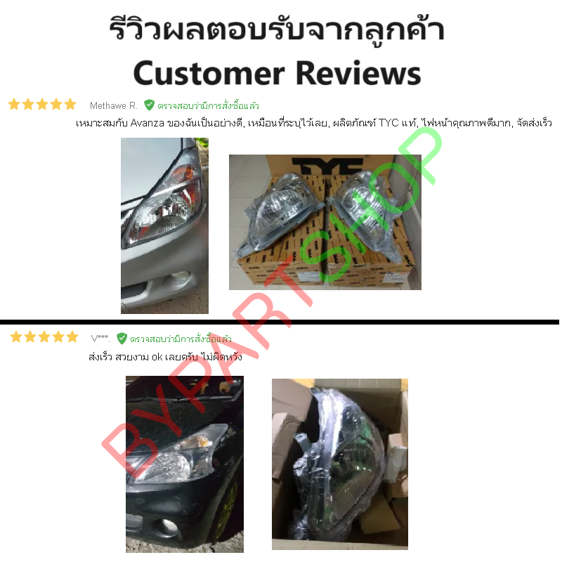 ไฟหน้า TOYOTA AVANZA(อแวนซ่า) ปี2012-2015 (งานแท้ TYC) -ราคาต่อดวง-