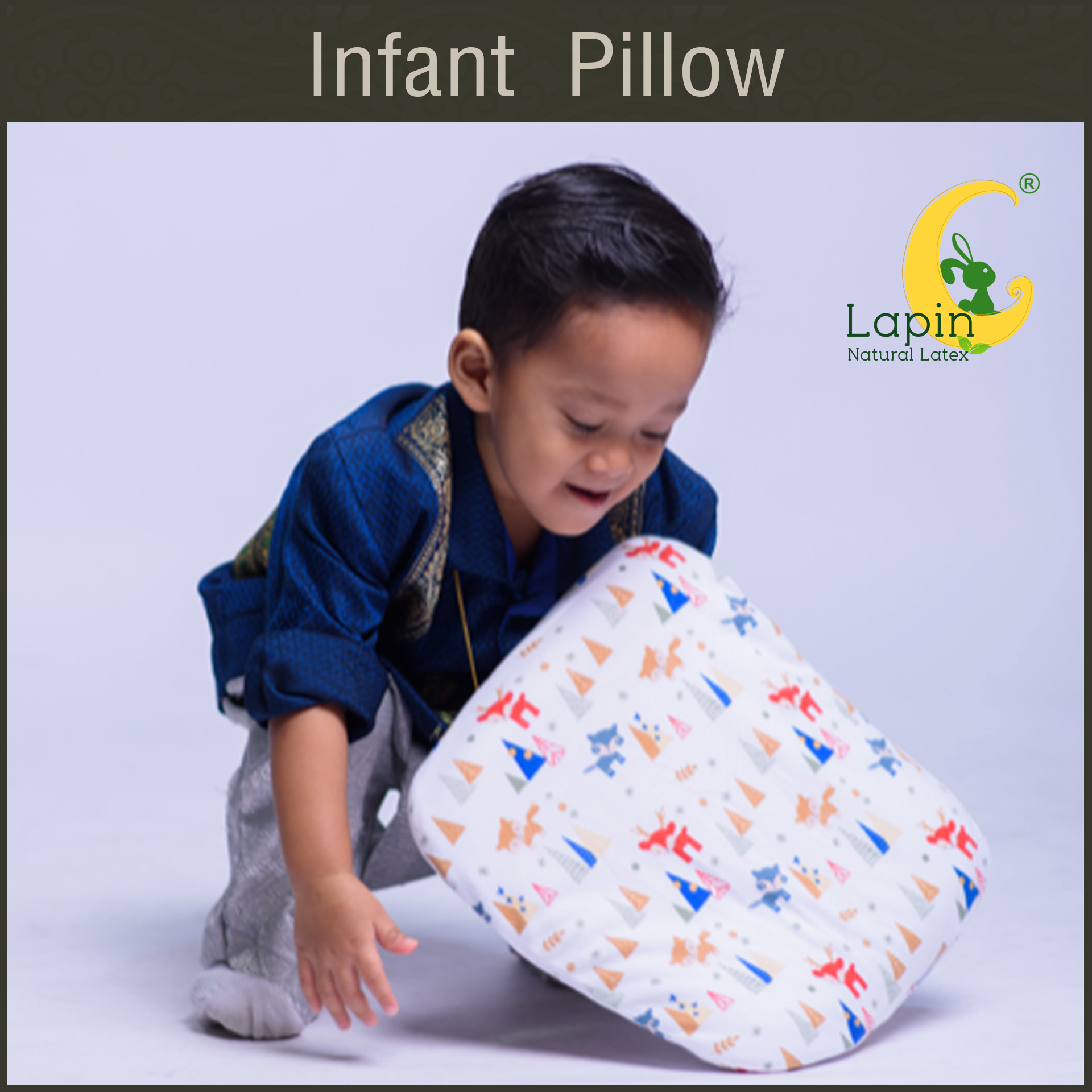 Latex Baby Pillow (Infant Pillow) หมอนหลุมทารกน้อย (ลายกวางเรนเดียร์)