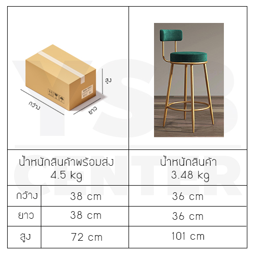 เก้าอี้บาร์ เก้าอี้ทรงสูง เก้าอี้บาร์สตูล เก้าอี้เคาร์เตอร์ ผนักพิงเบาะกำมะหยี่ โมเดิร์นสไตล์