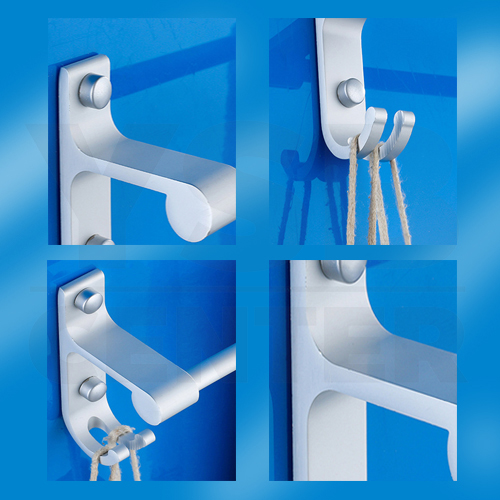 CASSA ราวแขวนผ้าอลูมีเนียม ในห้องน้ำ แบบเจาะผนัง ราวเดี่ยว พร้อมตะขออเนกประสงค์ รุ่น C1L048-ALM-8077-160