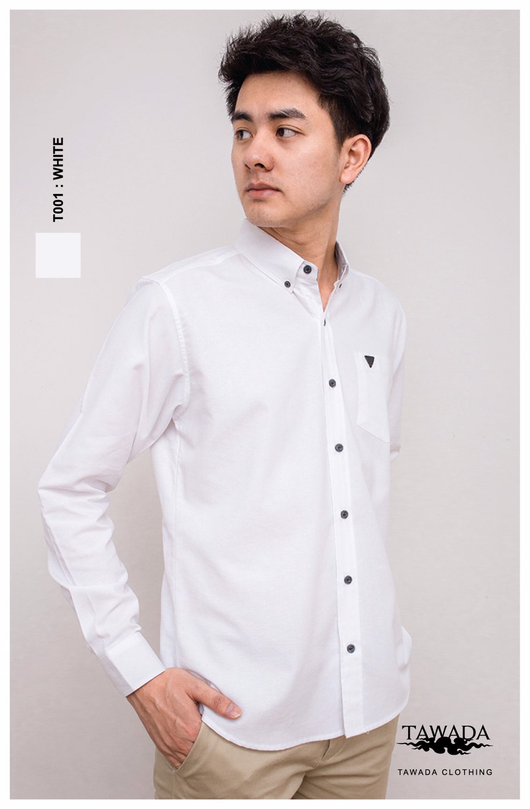T001 สีขาว STANDARD SLIM-FIT