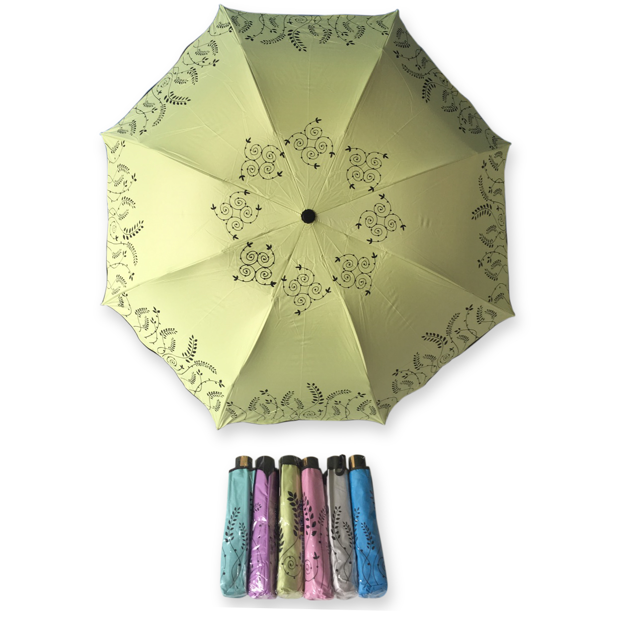 ร่มโค้งแฟชั่น24นิ้วยูวีสีดำ รหัส 1638