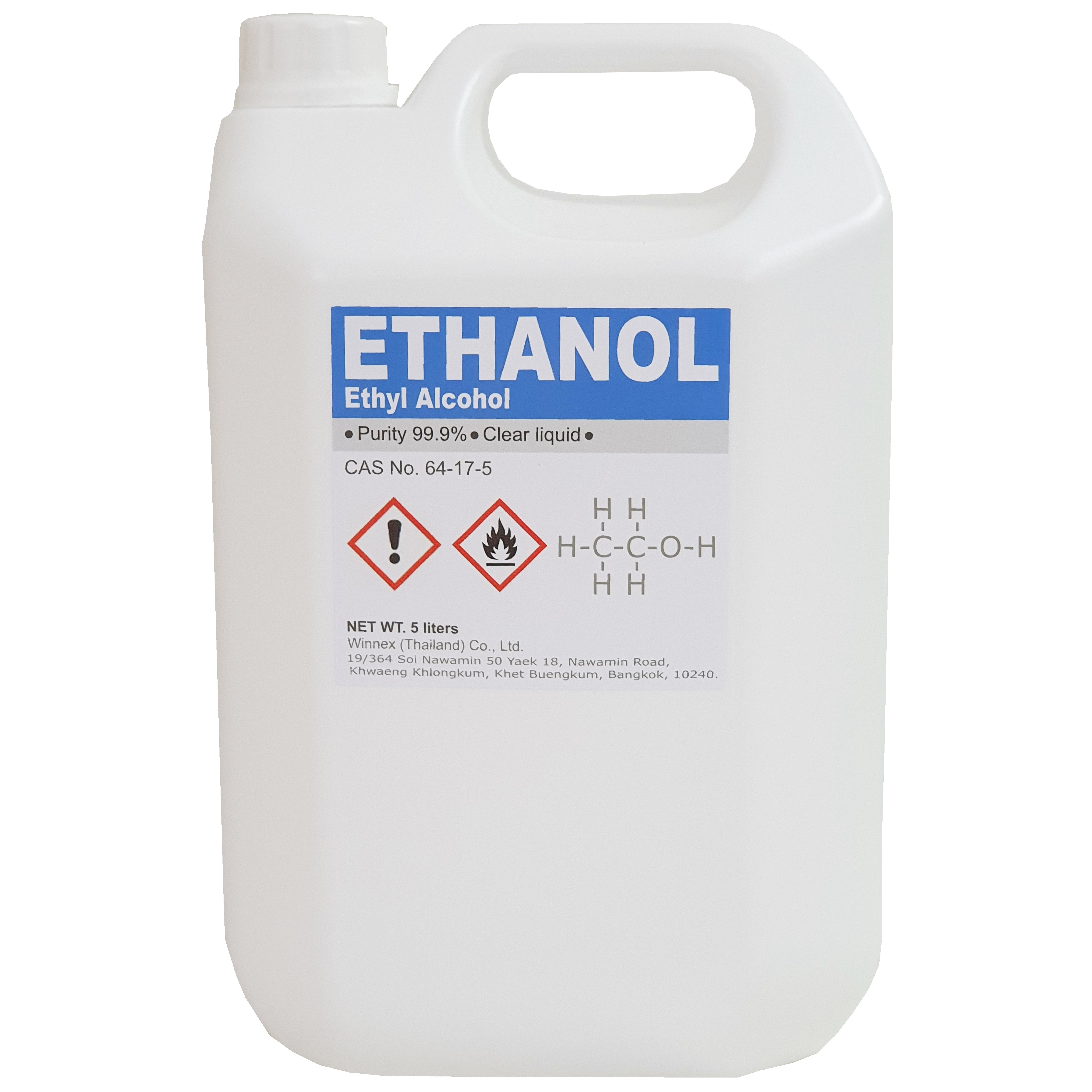 Ethanol 99.9% หรือ Ethyl Alcohol 99.9% 5 Liters (ไม่มีสี clear liquid )
