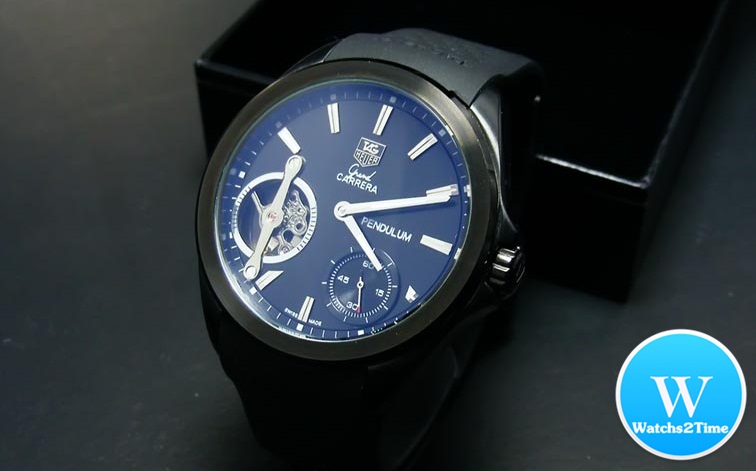 นาฬิกา Tag Heuer Grand Carrera Pendulum PVD ดำ สายซิลิโคลนแท้