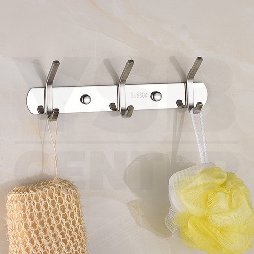 ราว ตะขอ ตะขอแขวน ตะขอติดผนัง ราวแขวนผ้าติดผนังสเตนเลส304 แบบ 2in1