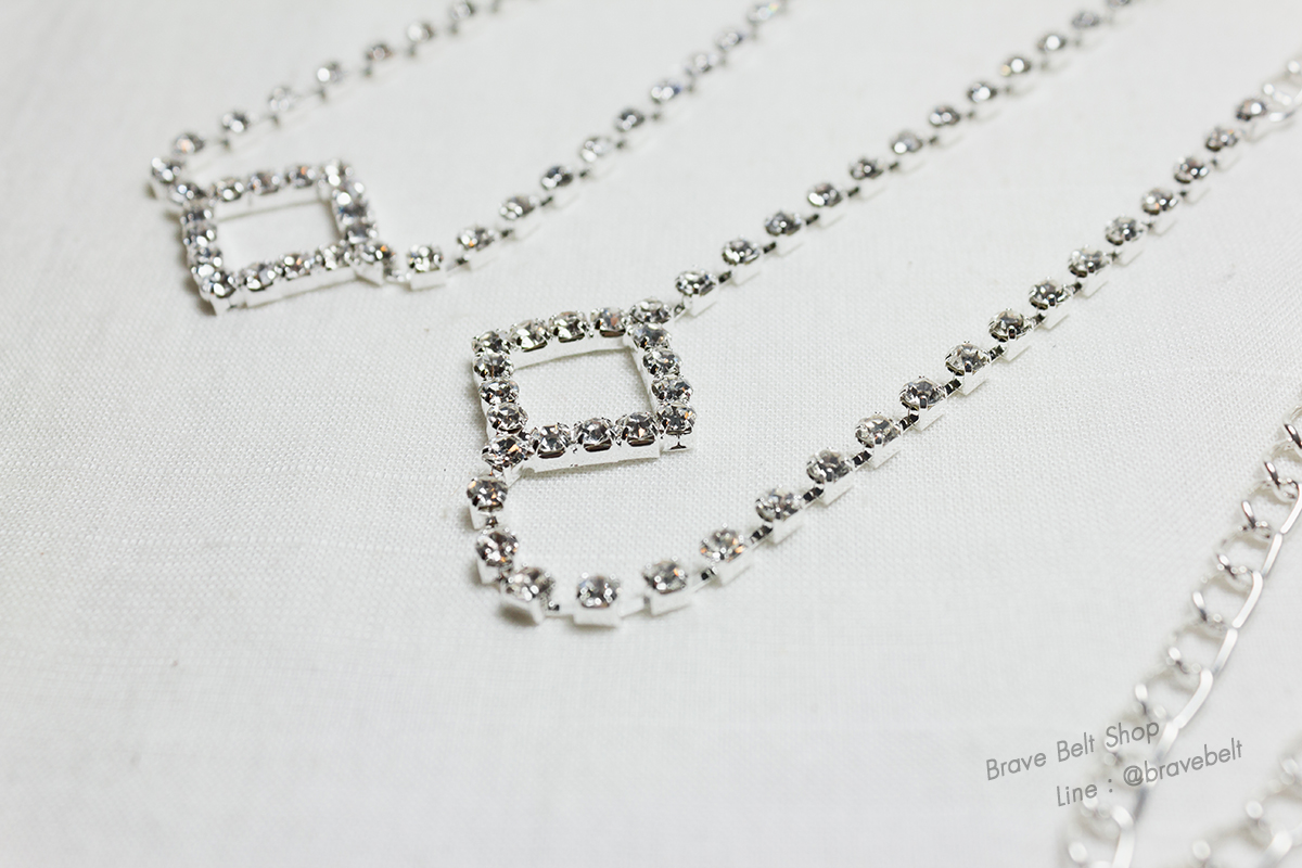 เข็มขัดสายสร้อยสวย โซ่คล้องเอวยาว เพชรสี่เหลี่ยม