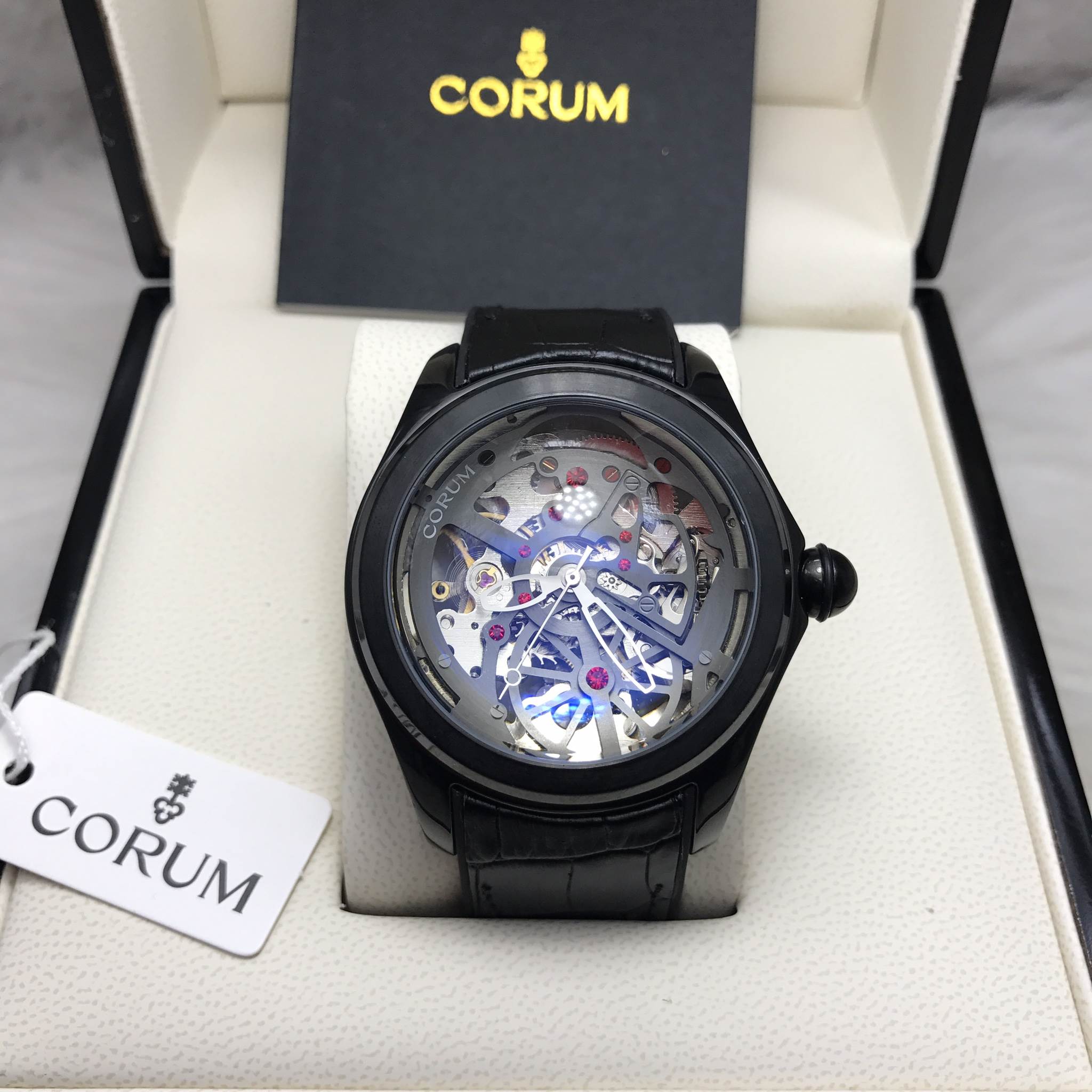 นาฬิกา Corum Automatic Body Swiss Black หน้าดำ สายหนังแท้