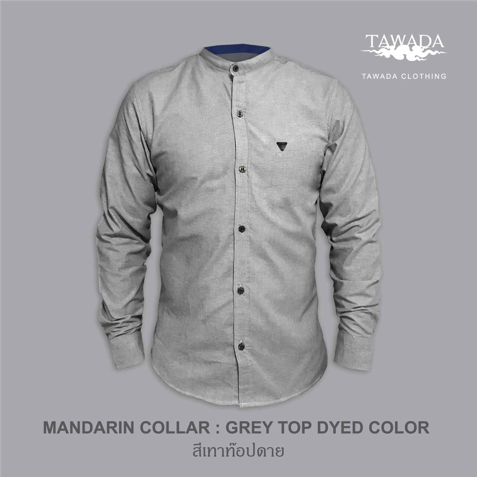 mandarin collar_Grey Top dyed _สีเทา ท๊อปดาย