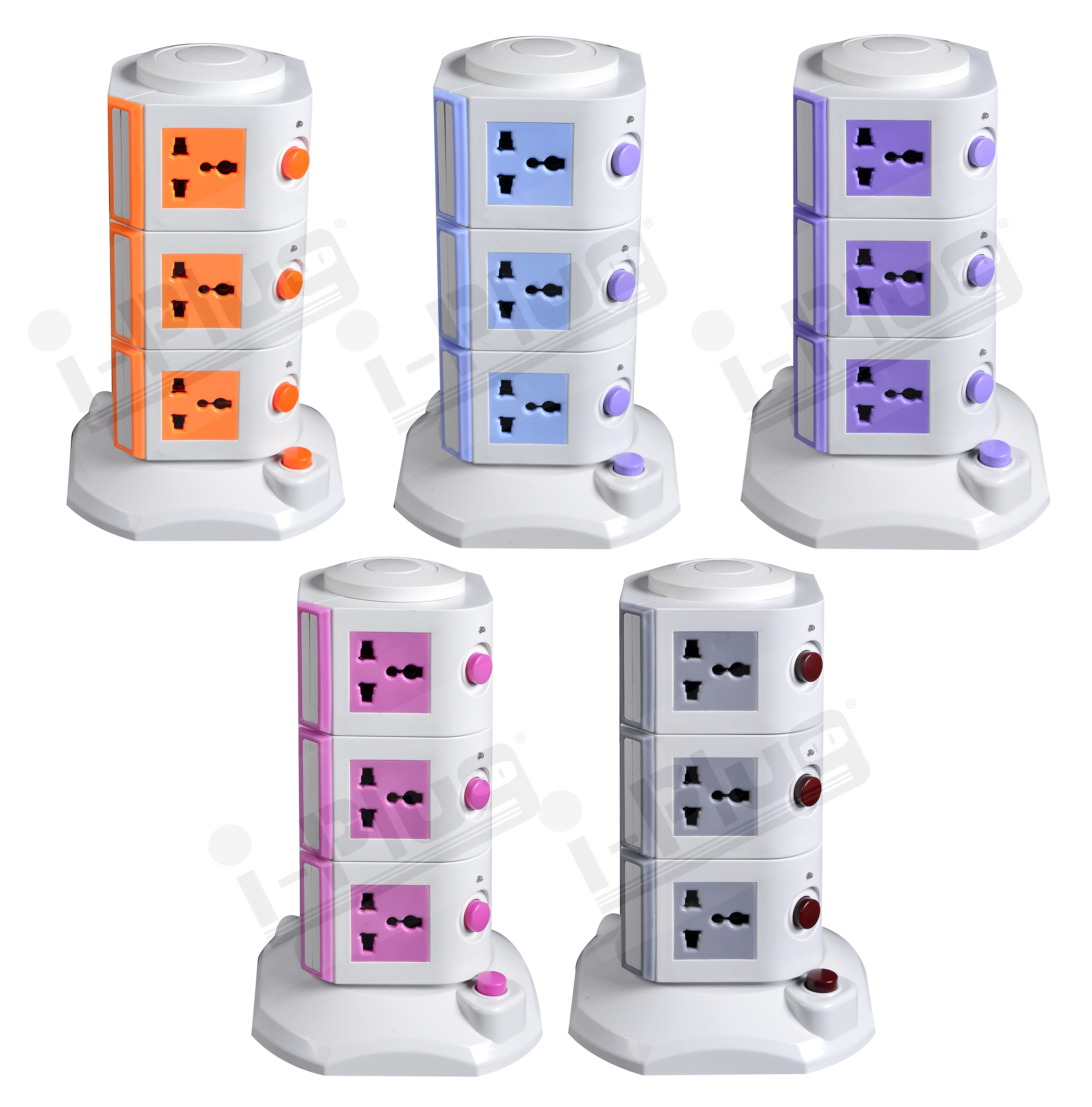 ปลั๊กไฟ I-PLUG ทรงคอนโด 3 ชั้น 12 ช่อง รุ่น IP-312