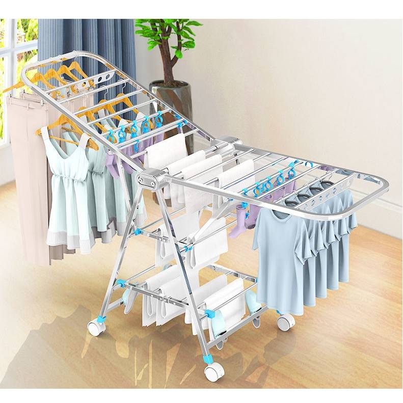 ราวตากผ้า ราวตากผ้าสแตนเลส สามารถพับและปรับระดับได้ (ไม่มีล้อ) ysb001