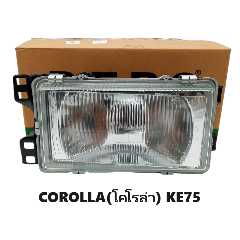 ไฟหน้า TOYOTA COROLLA(โคโรล่า) KE75 จอแก้ว เหลี่ยมใหญ่ ปี1982-1984 (งานแท้ TYC) -ราคาต่อดวง-