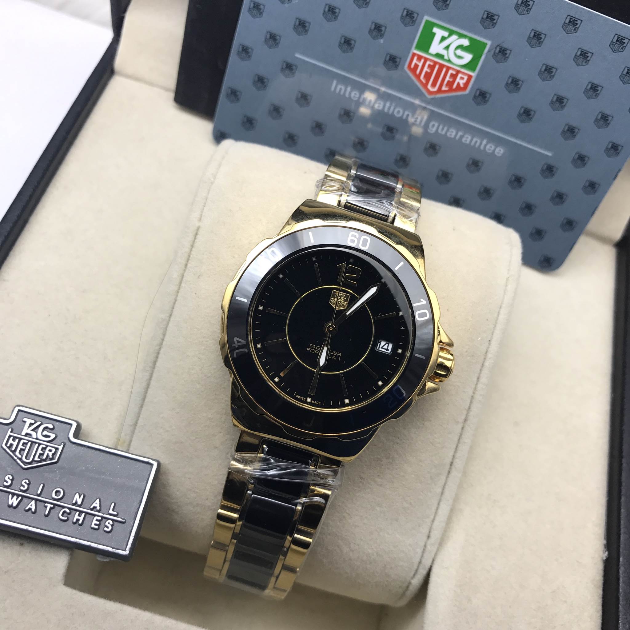 นาฬิกา Tag Heuer Formula 1 Lady Black Ceramic สายเลสสลับเซรามิคสีดำ Pink Gold