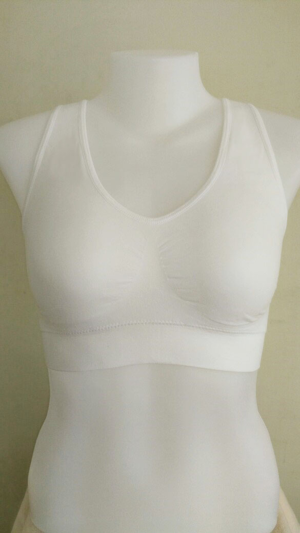 บราสวมสบาย Sport bra สปอร์ตบรา หลังกล้าม T สีขาว S/M/L