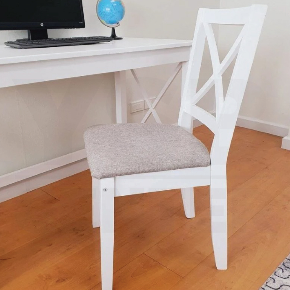 เก้าอี้ทานข้าว ไม้ยางพาราแท้ ที่นั่งเบาะผ้า มีพนักพิง YL0357 - YL0360