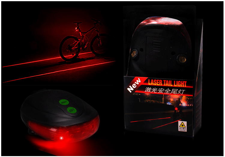 YSB ไฟท้ายรถจักยาน LED 5 ดวง เปลี่ยนจังหวะได้ 7แบบ 2 LaSer บอกทาง กันน้ำ พร้อมแถมถ่าน แสงไฟสีแดง รุ่น SL-116