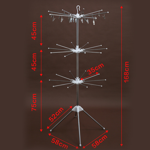 ราวตากผ้าเด็กสแตนเลส 3 ชั้น พับเก็บได้ กว้าง 70cm สูง 168cm รุ่น 167-SS201-YK6502