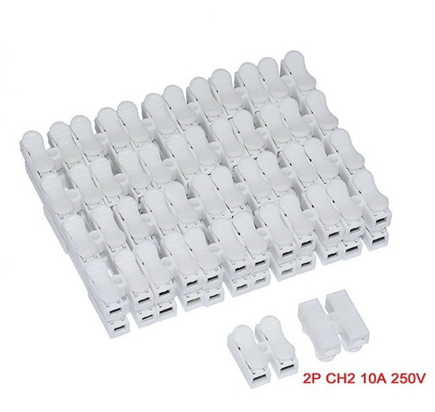 ( 50 ตัวแพ็ค) ข้อต่อสายไฟ 2 PIN เทอร์มินอลบล็อก เทอมินอลสายไฟ push quick cable Connector terminal Wiring Terminal 10A250V. 0.5-2.5 SQ.mm