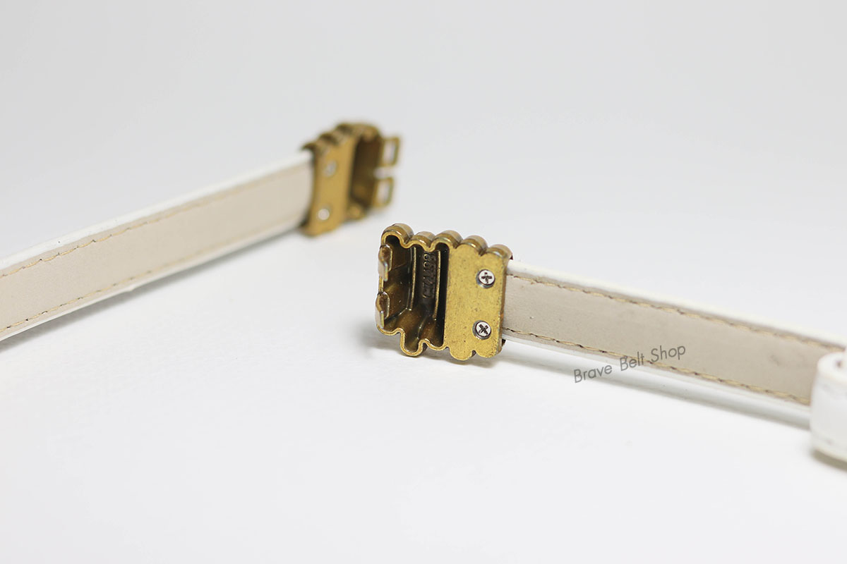 เข็มขัดแฟชั่นผู้หญิงสีขาว หัวเข็มขัดสีทองน่ารัก