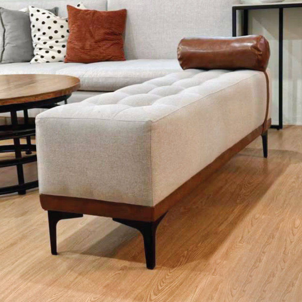 เก้าอี้ สตูล เบาะผ้า ขาเหล็ก ฐานหุ้มหนัง PU ทรงยาวสีเหลี่ยม สวยหรู รับน้ำหนักได้เยอะ (ฟรีหมอนPU) YL0297 - YL0299