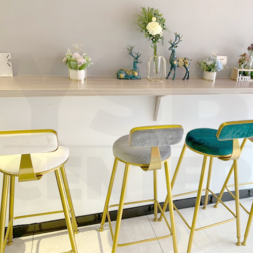 เก้าอี้บาร์ เก้าอี้ทรงสูง เก้าอี้บาร์สตูล เก้าอี้เคาร์เตอร์ ผนักพิงเบาะกำมะหยี่ โมเดิร์นสไตล์ รุ่นYL013 - YL016