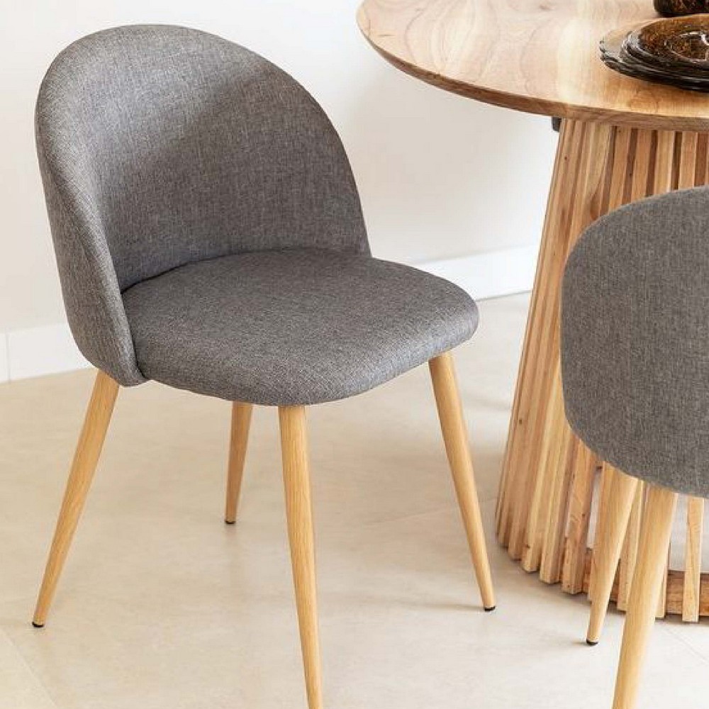 เก้าอี้เบาะผ้าเสริมฟองน้ำ โมเดิร์น รับแขก ขาโลหะหุ้มลายไม้ แข็งแรง ที่นั่งกว้าง นั่งสบาย YL197 - YL198