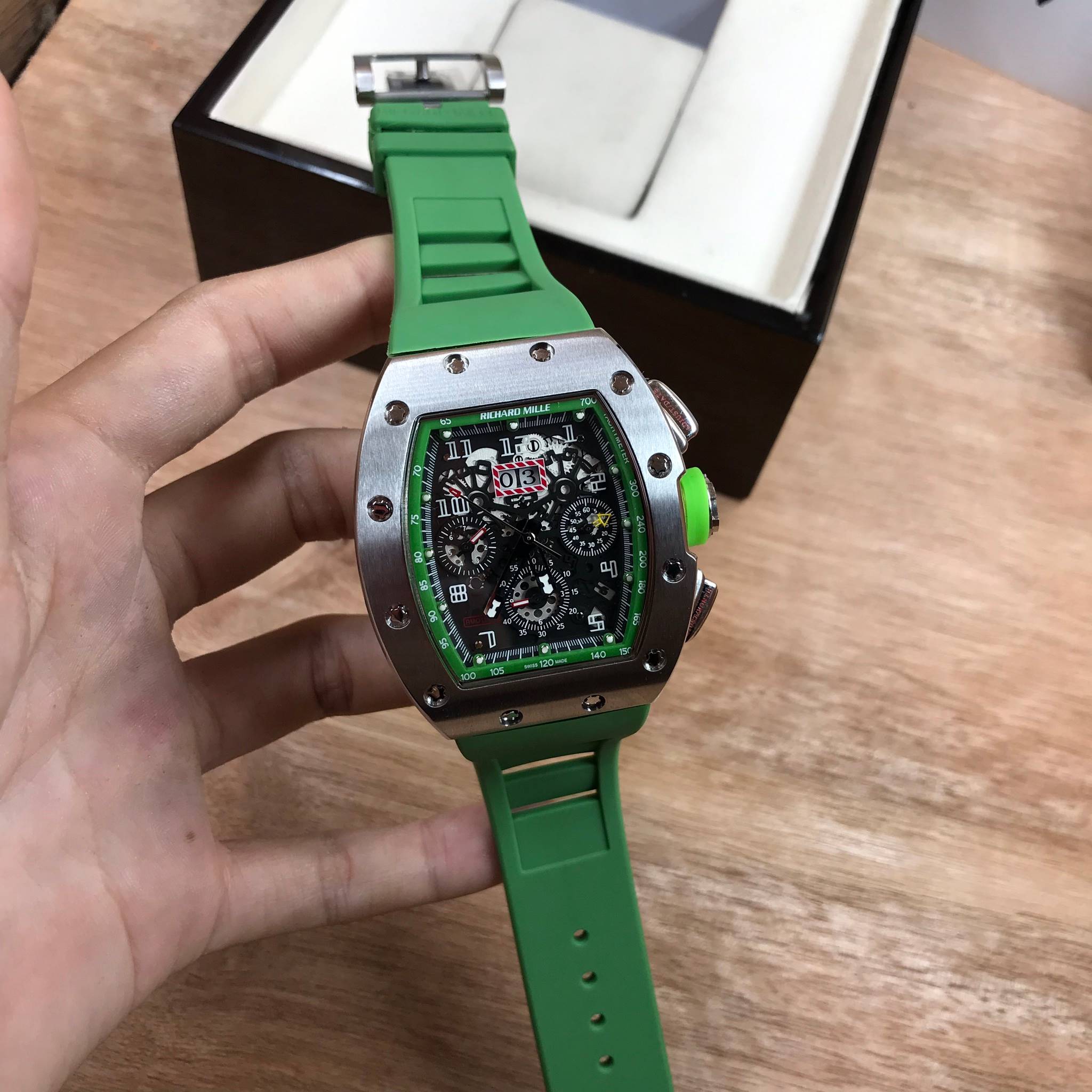 นาฬิกา Richard Mille RM011-FM Silver green - งาน Mirror Swiss