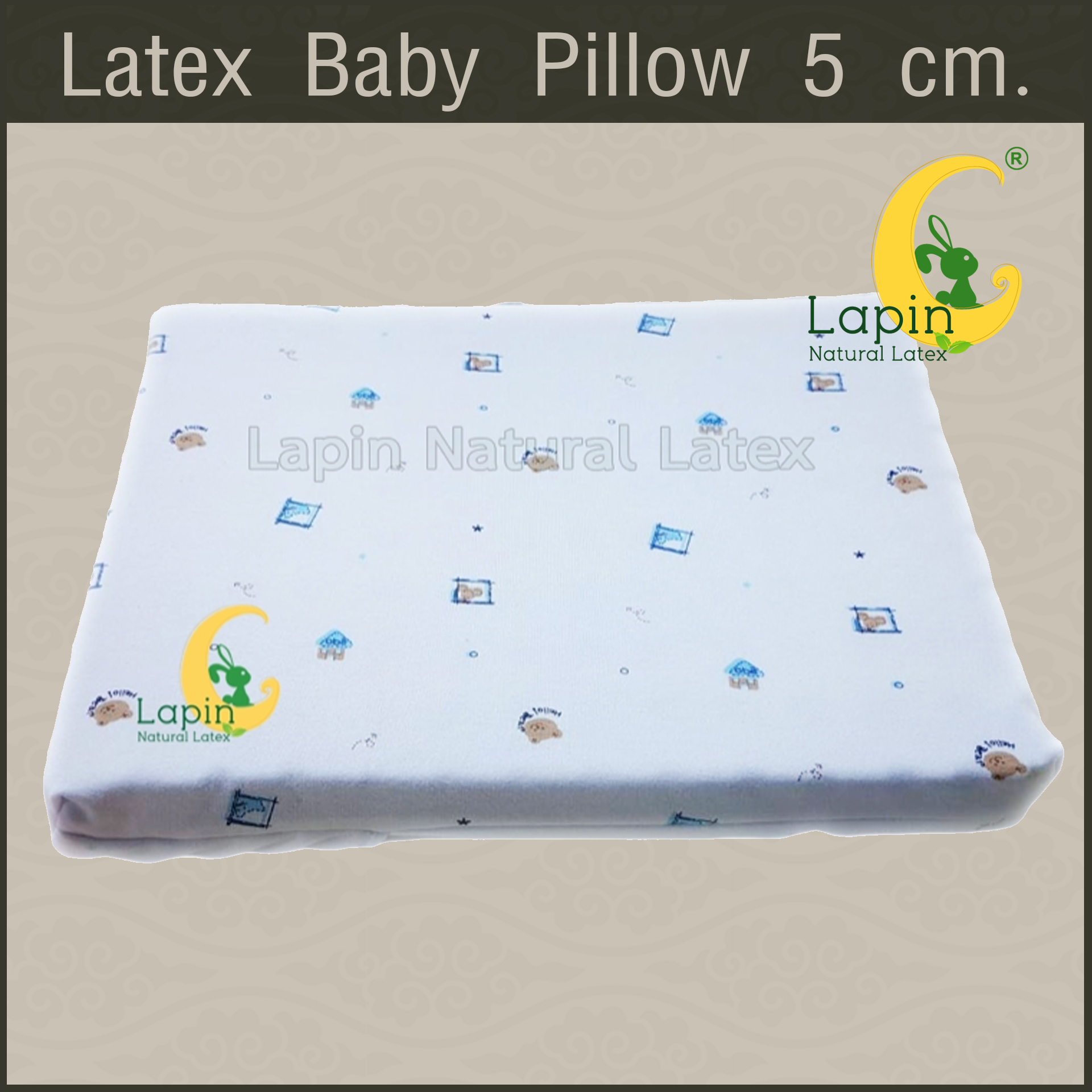 Latex Baby Pillow 5cm สำหรับ 1 ขวบครึ่งขึ้นไป (ลายหมี)