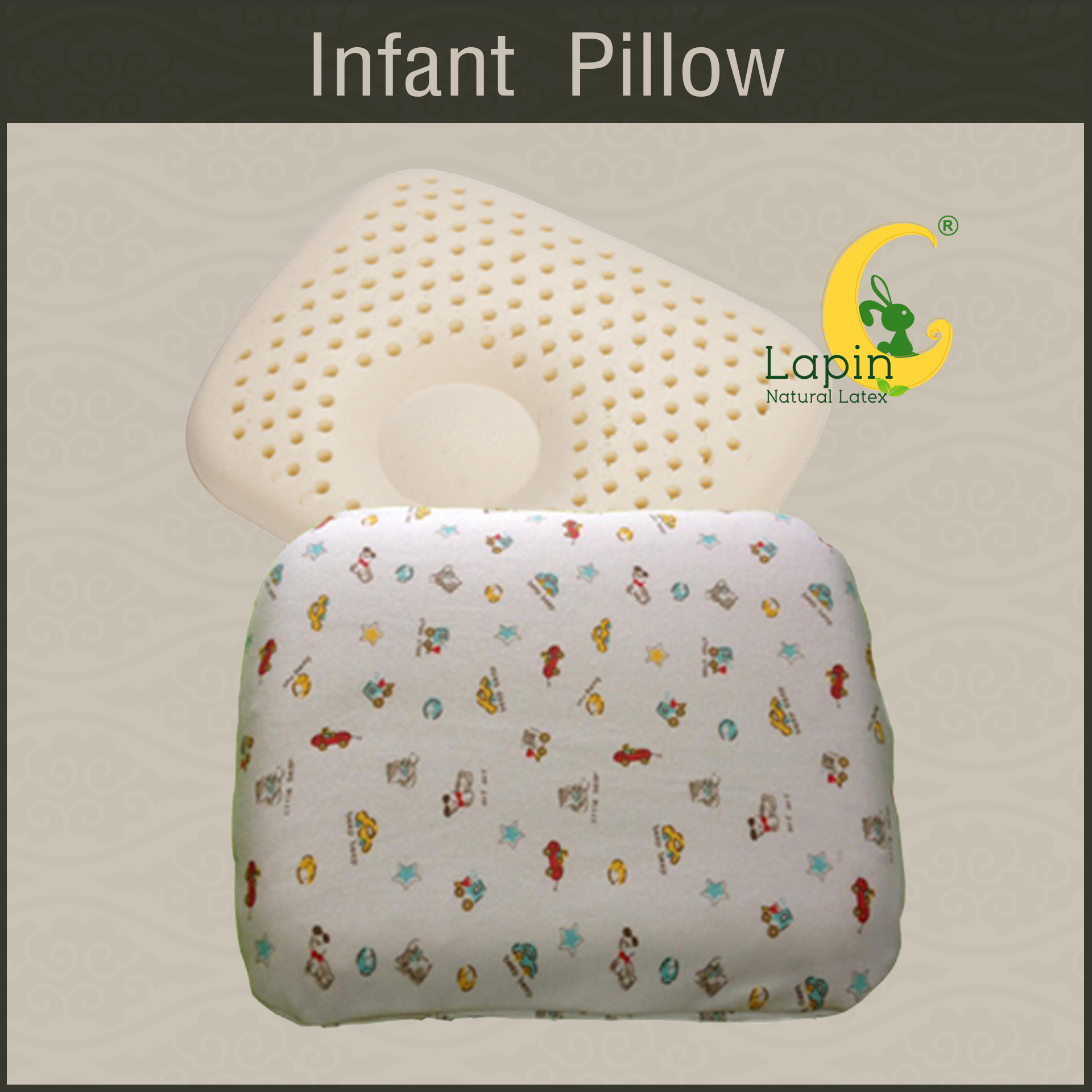 Latex Baby Pillow (Infant Pillow) หมอนหลุมทารกน้อย (ลายรถโมเดิร์น)
