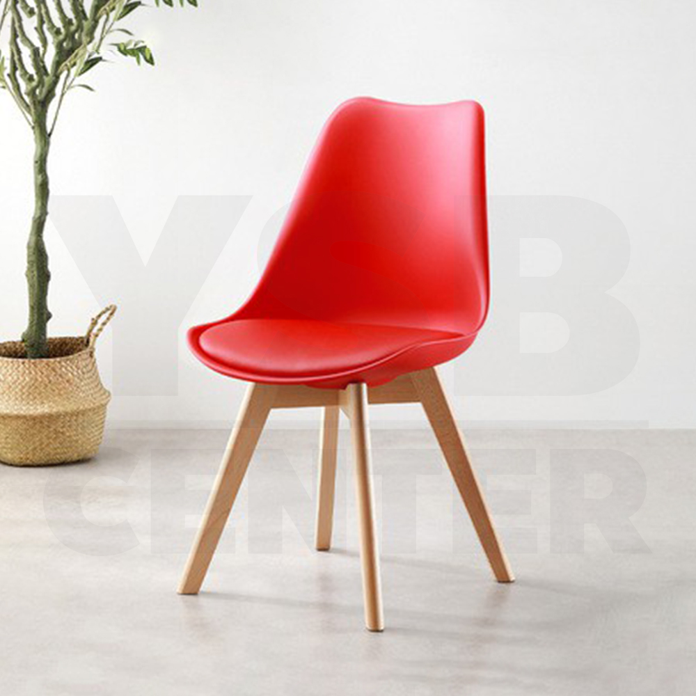 เก้าอี้ เก้าอี้พลาสติก ขาไม้ เบาะฟองน้ำ แข็งแรงทนทาน รับน้ำหนักได้ดี