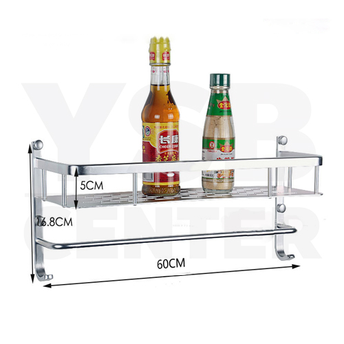 CASSA ชั้นวางของอลูมิเนียม อเนกประสงค์ในห้องน้ำ 60cm. ติดผนัง พร้อมราวแขวนอเนกประสงค์ รุ่นC1L057-ALM-8028-160