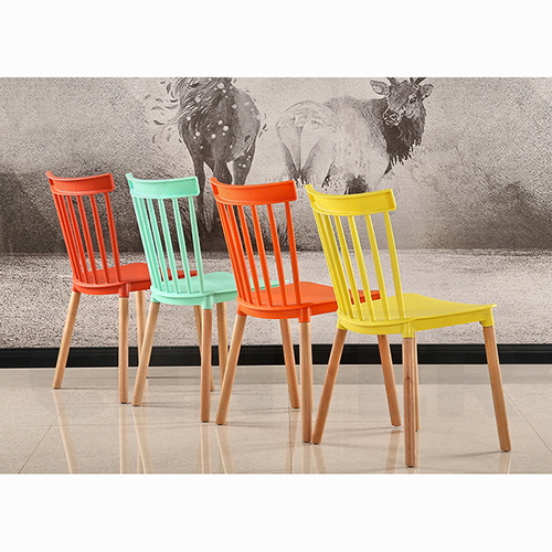 เก้าอี้พลาสติก เก้าอี้ขาไม้บีช เก้าอี้ทานอาหาร เก้าอี้ร้านกาแฟสไตล์โมเดิร์น เก้าอี้โครงขาไม้ที่นั่งพลาสติกเกรด PP รุ่น F177 - F183