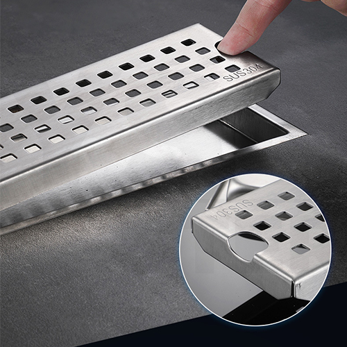 รางระบายน้ำ ตะแกรงระบายน้ำ สแตนเลส304 พร้อมแกรนระบายน้ำแบบตื้น+ลึก 80 100 cm CL0281 - CL0284