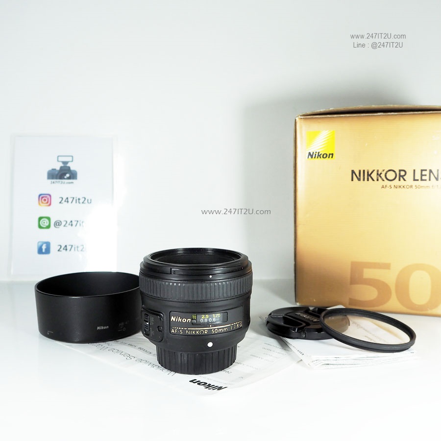ขายเลนส์ Nikon 50mm f 1.8G มีกล่อง เครื่องศูนย์ สีดำ