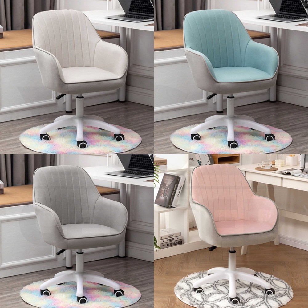 เก้าอี้ทำงาน กำมะหยี่ มีล้อปรับระดับ นั่งสบายรับน้ำหนักได้ดี มีล้อ