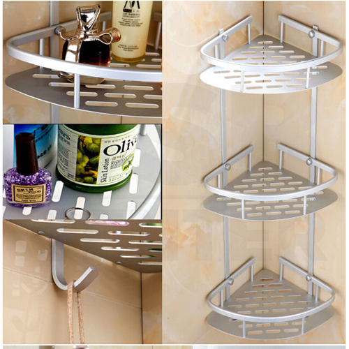 ชั้นวางของอเนกประสงค์ในห้องน้ำ 3 ชั้น แบบเข้ามุม ติดผนัง อลูมิเนียม รุ่น C1L066-ALM-8115