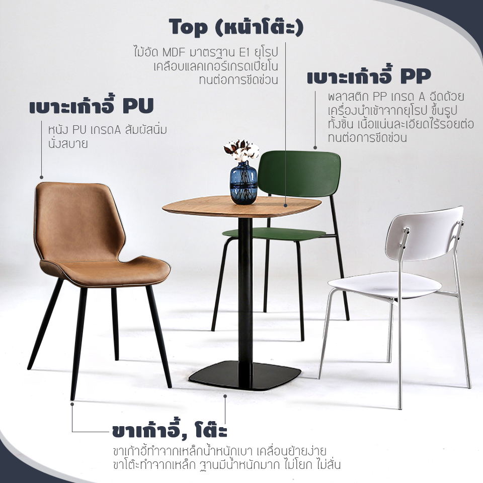 เก้าอี้ เก้าอี้สไตล์นอร์ดิก เก้าอี้ตกแต่งร้าน เก้าอี้ทานอาหาร หนัง PU
