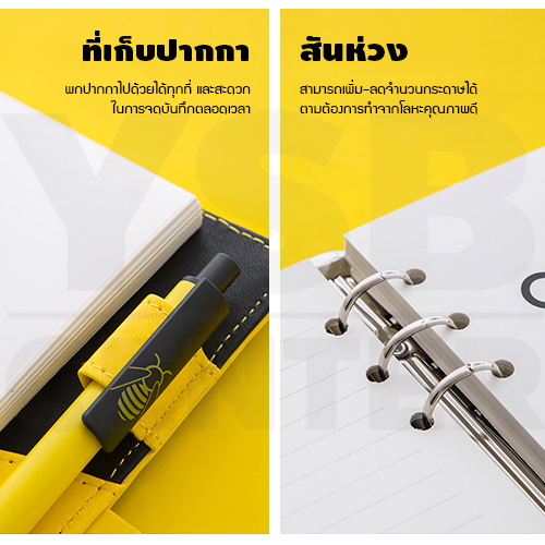 สมุดโน๊ต สมุดบันทึก ไดอารี่ สมุดเขียน A6 มีเส้น ปกหนัง PU พร้อมปากกา มีที่ล๊อครหัส รุ่น J2M007-A6H0632-Y