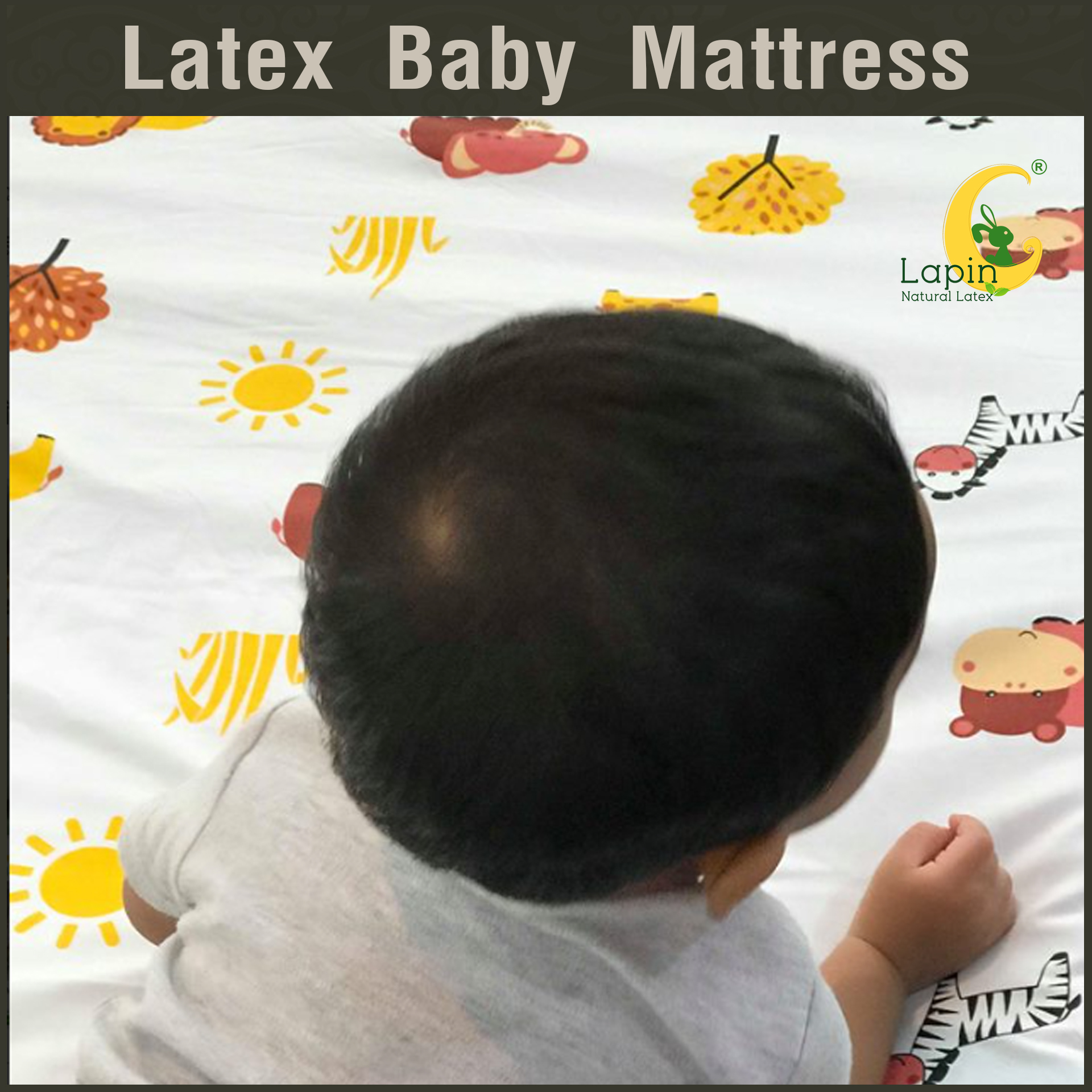 ที่นอนเด็กอ่อนยางพาราแท้ *ผ่านมาตรฐาน (ลายช้างต้นไม้)