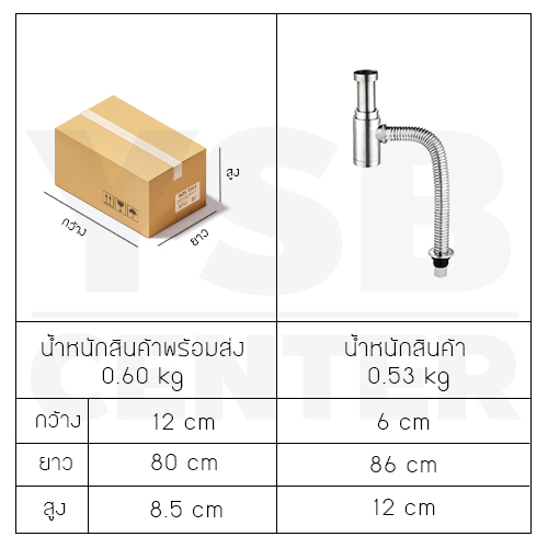 ท่อน้ำทิ้ง ท่อน้ำทิ้งอ่างล้างจาน ชาร์ปอ่างล้างหน้า ดักกลิ่น สแตนเลสแท้ 304