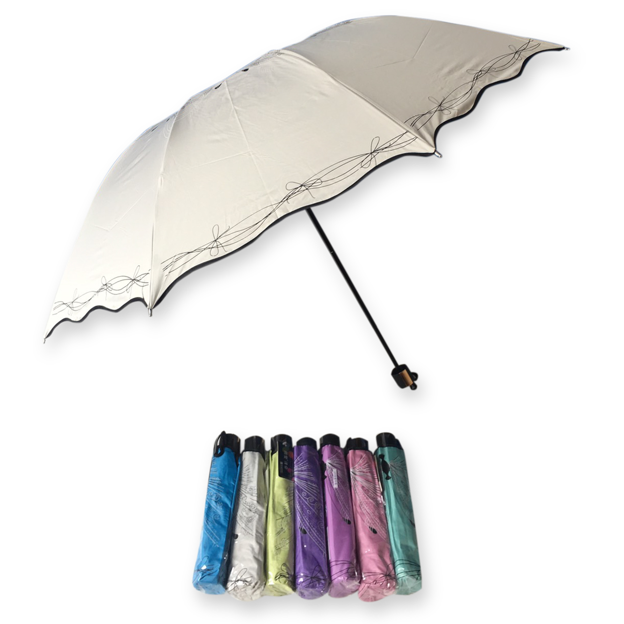 ร่ม4ตอน8ก้าน24นิ้วยูวีสีดำ รหัส 1637