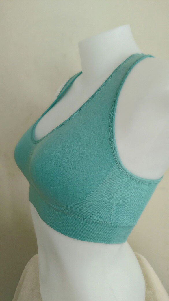 บราสวมสบาย Sport bra สปอร์ตบรา หลังกล้าม T สีฟ้า S/M/L