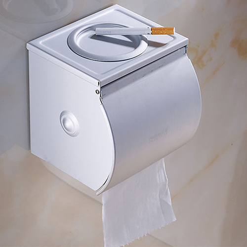 กล่องใส่กระดาษทิชชู พร้อมที่เขี่ยบุหรี่ ในห้องน้ำ อลูมีเนียม รุ่น C1M076-ALM-8035