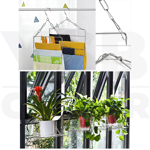 ราว ราวหนีบผ้า ราวสแตนเลส พวงหนีบผ้า ห่วงตากผ้าสแตนเลส แบบสี่เหลี่ยม ราวอเนกประสงค์