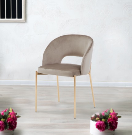 เก้าอี้กำมะหยี่ โมเดิร์น รับแขก ขาเหล็กชุบสี แข็งแรง มีที่พักแขน ออกแบบระบายความร้อน YL183 - YL184-YL0315