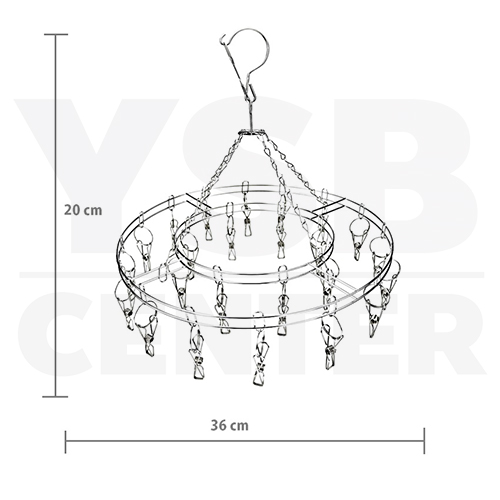ห่วงตากผ้าสแตนเลสแบบกลม 20 ตัวหนีบ รุ่น CB0014-CR-20