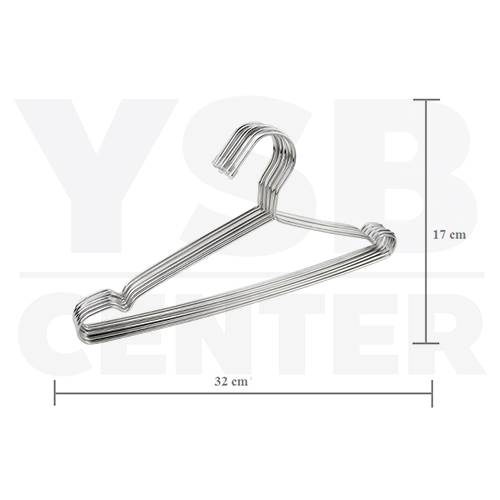 CASSA ไม้แขวนเสื้อสแตนเลส 32 x 17 cm. x 3 mm. (แพ็คละ 12 อัน) รุ่น CB0019-H-32030-12