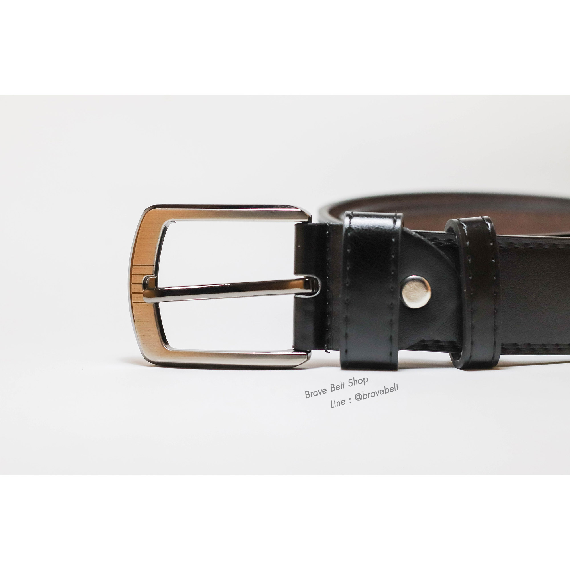 เข็มขัดผู้ชายอ้วนยาว 44 นิ้ว สายหนังดำ