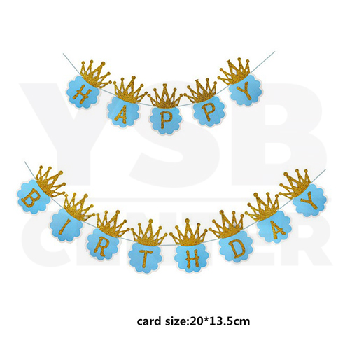 ชุดธงวันเกิดมาพร้อมอุปกรณ์ตกแต่ง ธงวันเกิด Happy Birthday ป้ายวันเกิด ธง HBD อุปกรณ์งานปาร์ตี้ B354-HG-BLUE