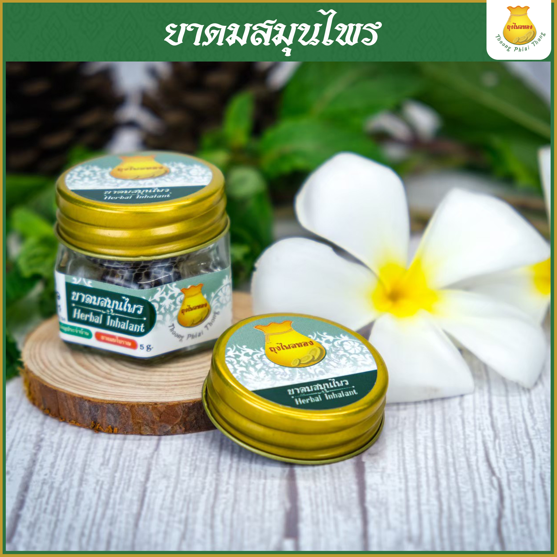 6กระปุก ยาดมสมุนไพรตราถุงไพลทอง ใช้ยาวนานถึง 2 ปี